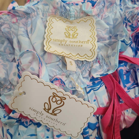 Simply Southern Pink And Blue Oyster Print Maxi Dress Size Small New With Tags - Picture 4 of 4